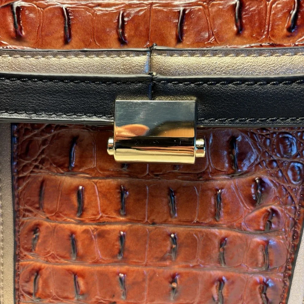 MFK Collection Women's Jamilah Crossbody Bag, Black/Brown, Vegan Leather‎